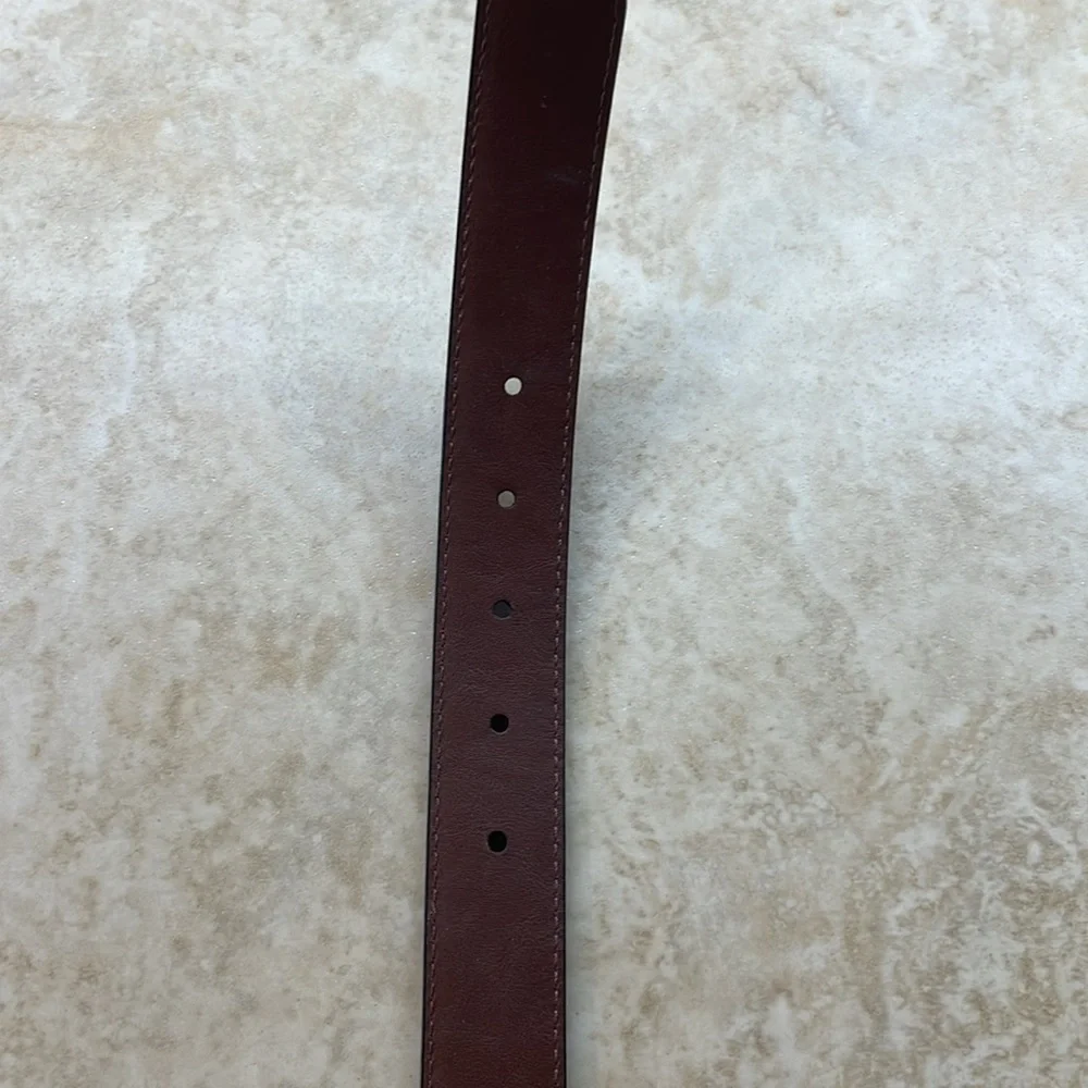 Lands’ End Belt Cow Leather The Outfitters Black Size 56 Silver Buckle Classic